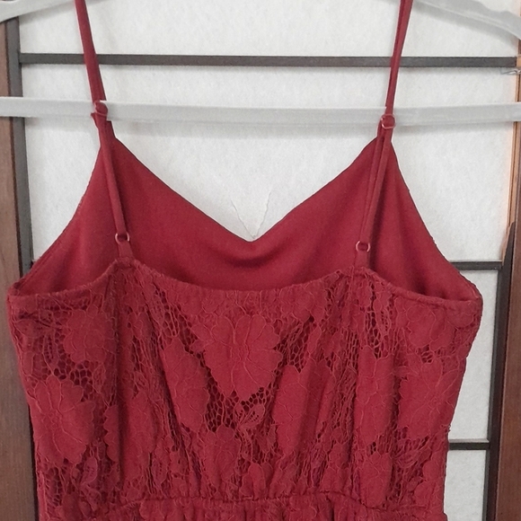 Monteau Red Lace Knee-Length Spaghetti Strap Sundress Small - Picture 4 of 5